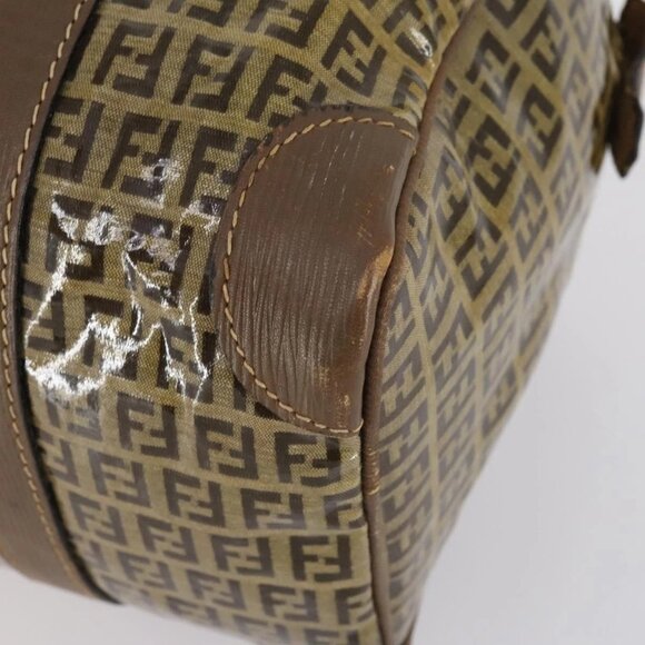 FENDI Zucchino Canvas Bag Enamel 2 Set Brown Auth ti3463 - Picture 12 of 16